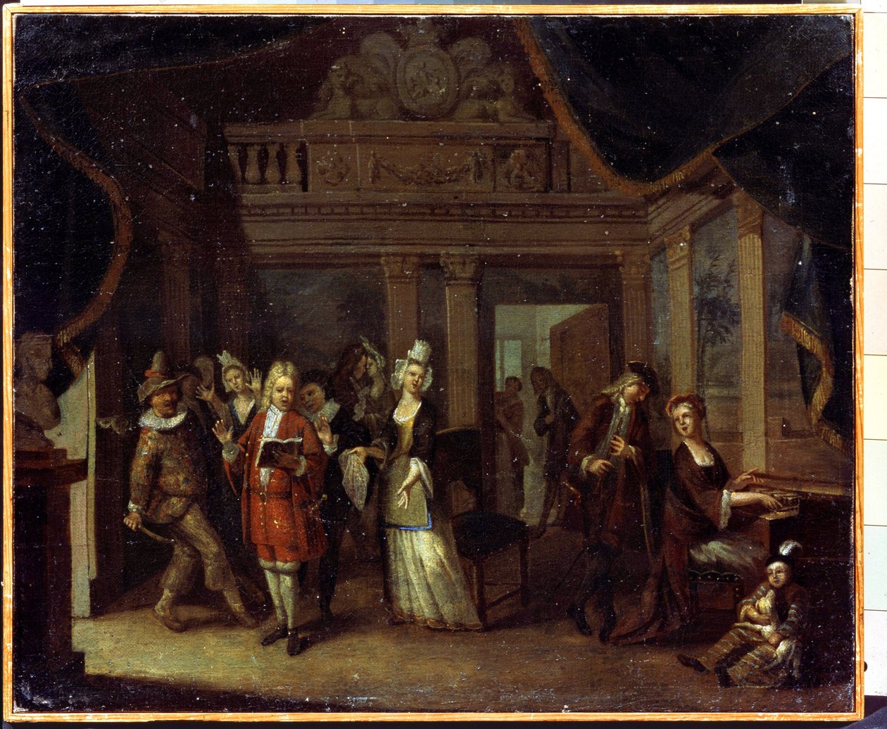 Privat konsert. En huskonsert. Maleri av Jan Josef Horemans den eldre eller den eldre (1682-1759). Flamsk kunst, rokokkostil. Olje på lerret. Statens museum for historie og kunst, Serpukhov (Serpukhov), Russland. av Jan Josef the Elder Horemans