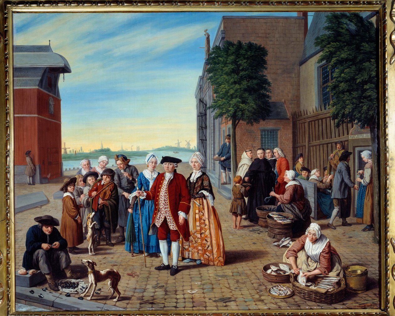 Walk to Fish and Nobles in the Netherlands Maleri av Jan Josef Horemans the Jeune (1714-1790) (ec.flam) 1771 Lyon, Musee des Beaux Arts av Jan Josef the Younger Horemans