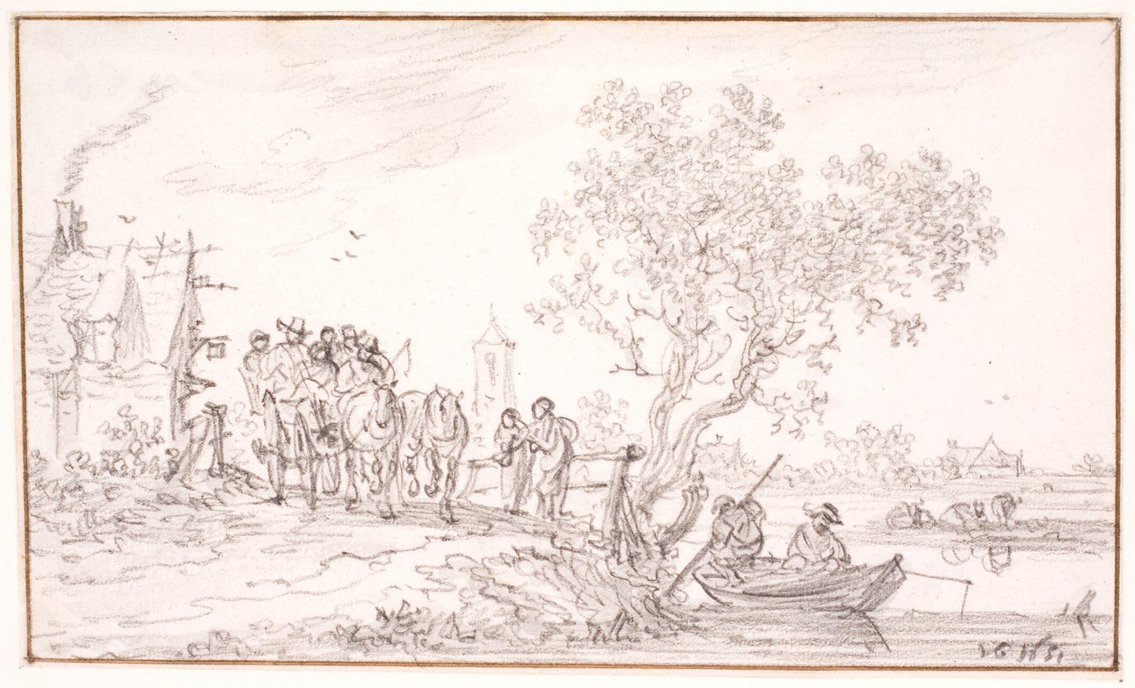 En vogn med reisende på et vertshus av Jan Josefsz van Goyen