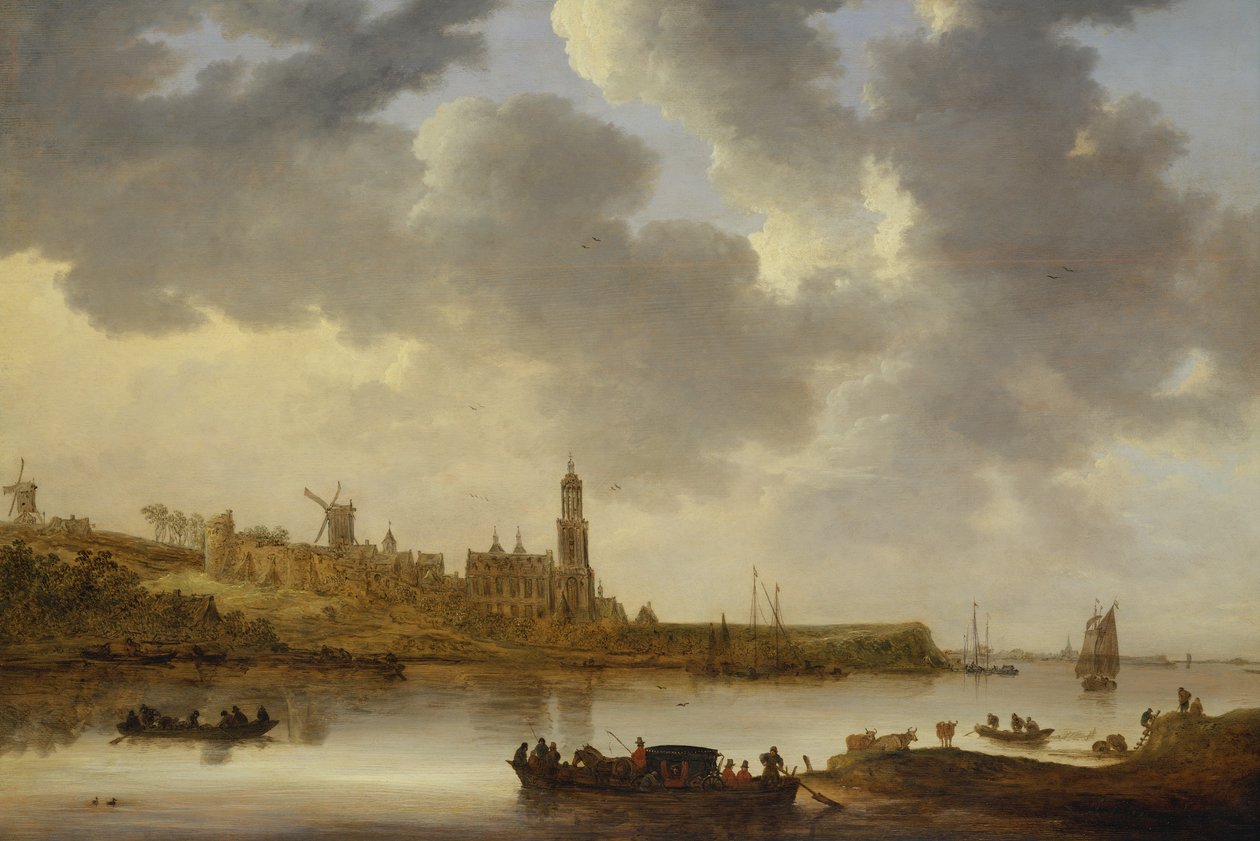 Utsikt over Rhinen ved Rhenen av Jan Josephsz van Goyen