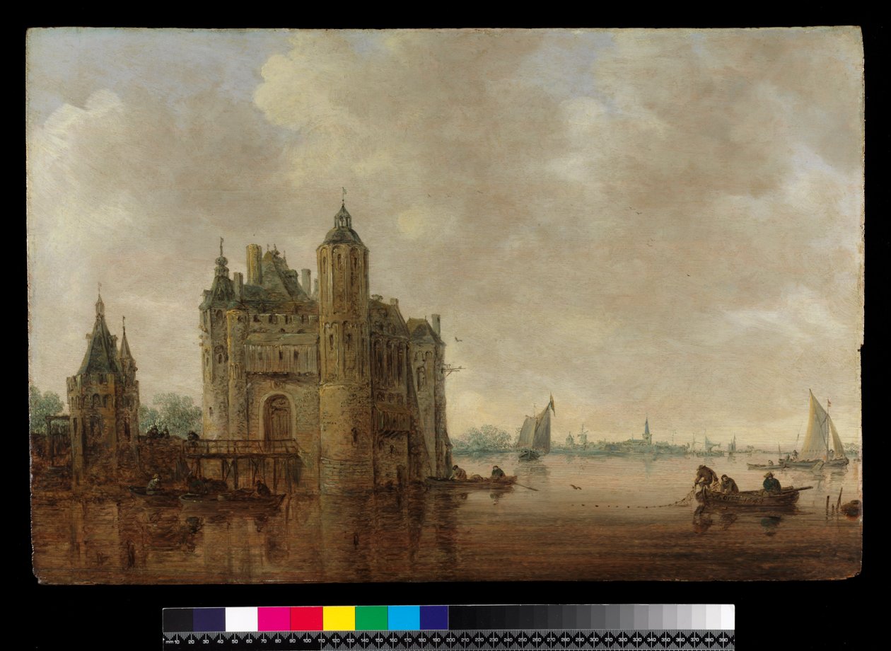 En vannport ved en elvemunning, 1644 av Jan Josephsz van Goyen