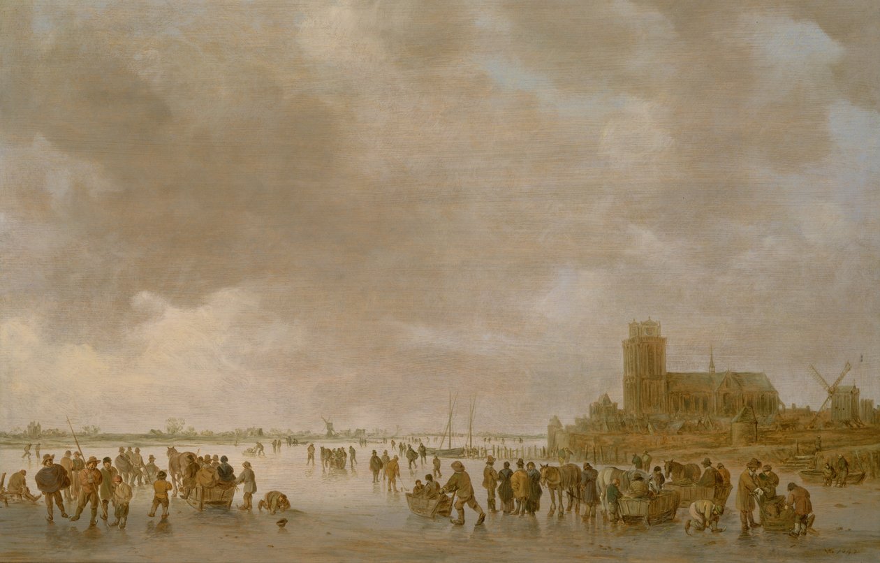 Et vinterlandskap med kunstløp på isen av Jan Josephsz van Goyen