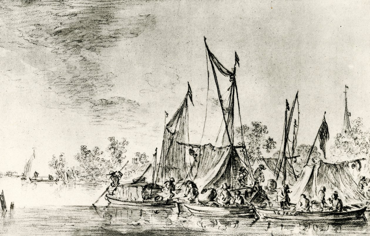 Nederlandsk kanallandskap av Jan Josephsz van Goyen