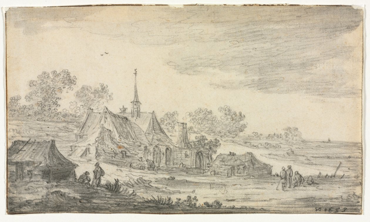 Gruppe av bygninger ved en strand, 1653. av Jan Josephsz van Goyen