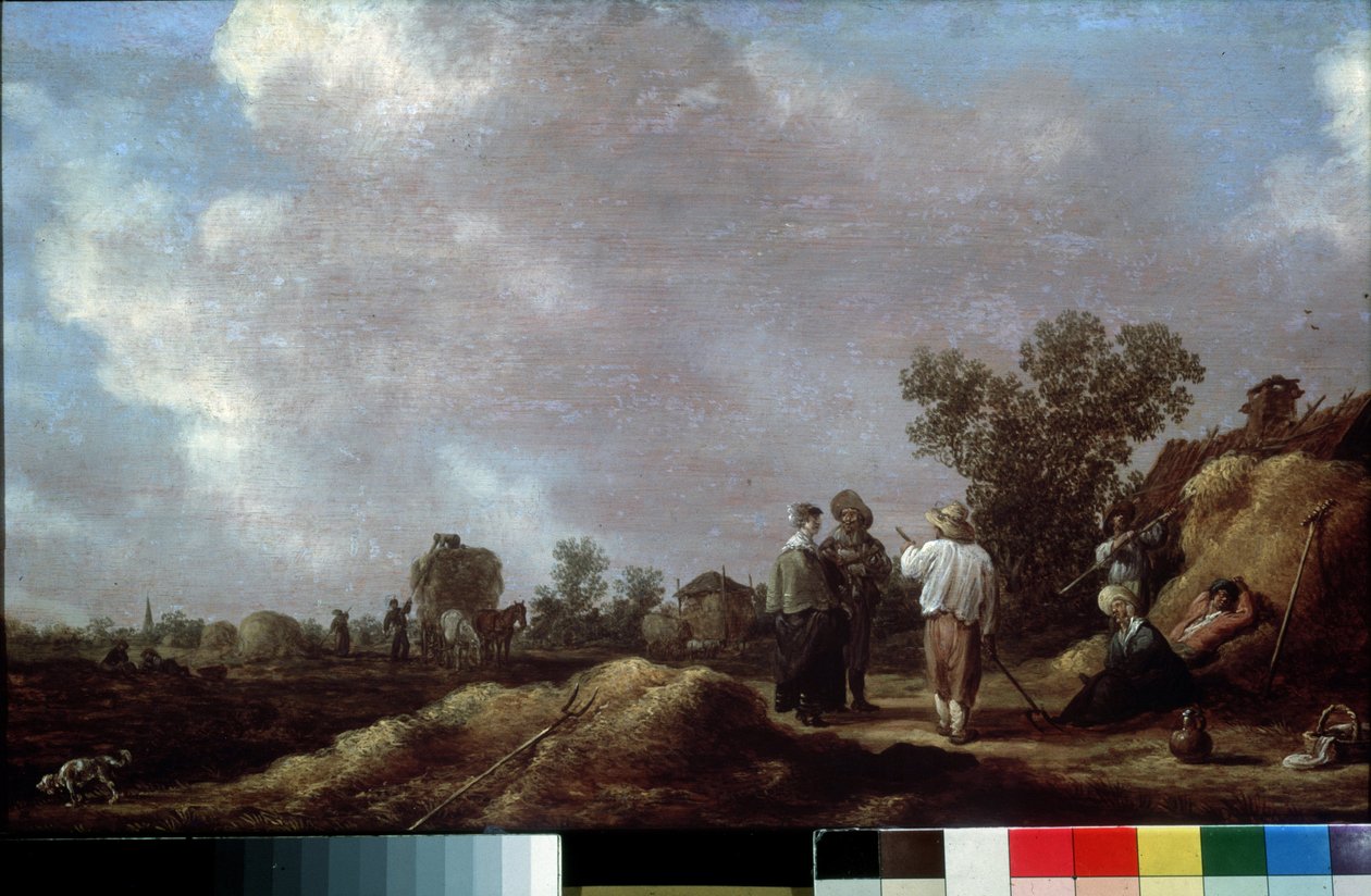 ""Høymaking"" (Høymaking) Maleri av Jan Josefsz van Goyen (1596-1656) 1630 Pushkin-museet, Moskva av Jan Josephsz van Goyen