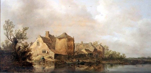 Elvescene med vertshus av Jan Josephsz van Goyen