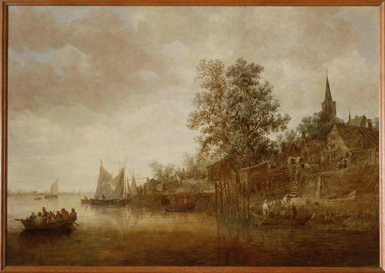 Elvelandskap (maleri på lerret) av Jan Josephsz van Goyen