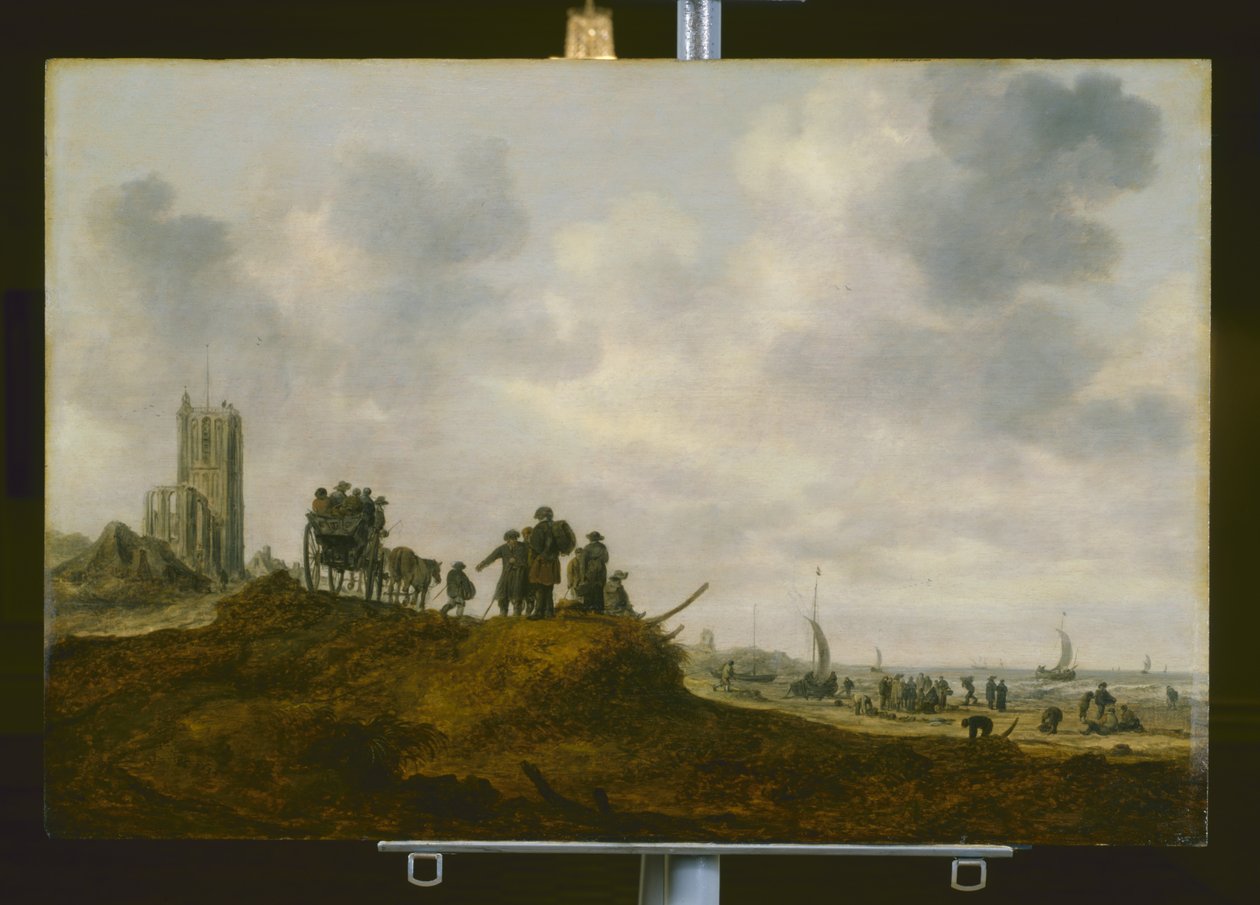 Den gamle kirke ved Egmond Aan Zee (olje på tre) av Jan Josephsz van Goyen