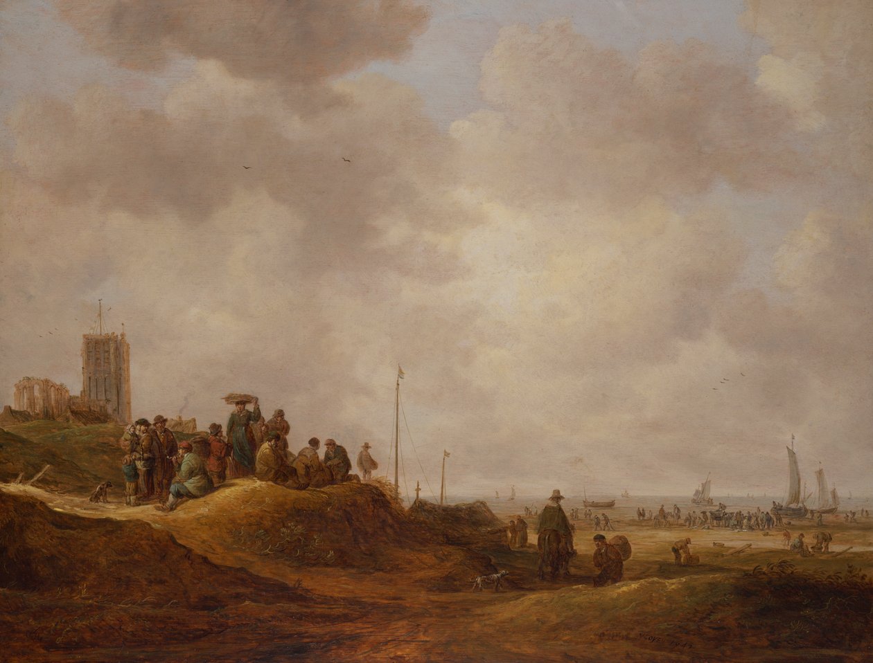 Utsikt over kysten av Egmond Aan Zee av Jan Josephsz van Goyen