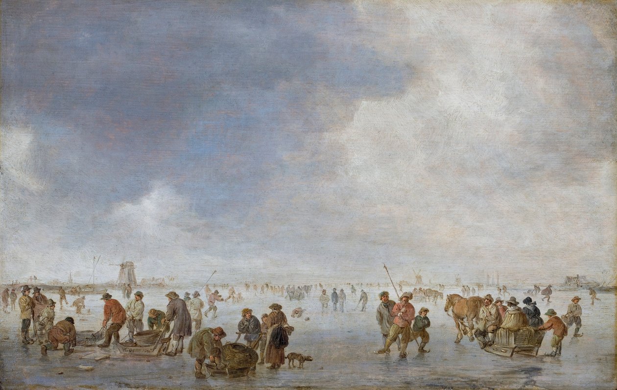 Winter Scene on the Ice (olje på panel) av Jan Josephsz van Goyen