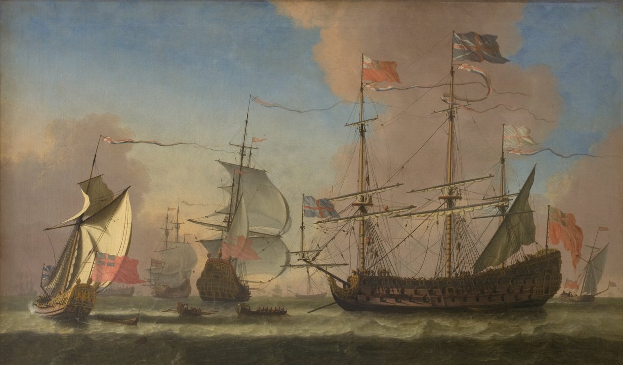 Engelske krigsskip til sjøs i en frisk bris av Jan Karel Donatus van Beecq