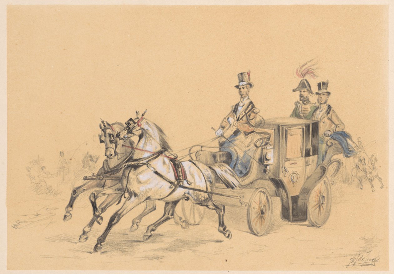 På vakt med to hester spent av Jan Karel Jacob de Jonge