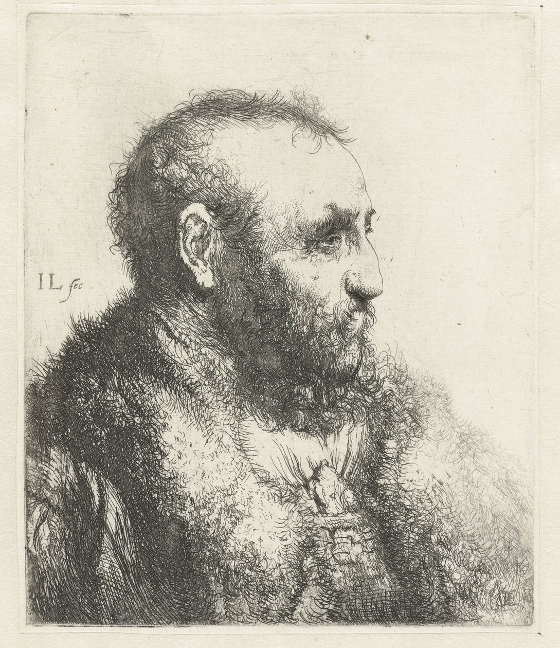Byste av en gammel mann med pels av Jan Lievens