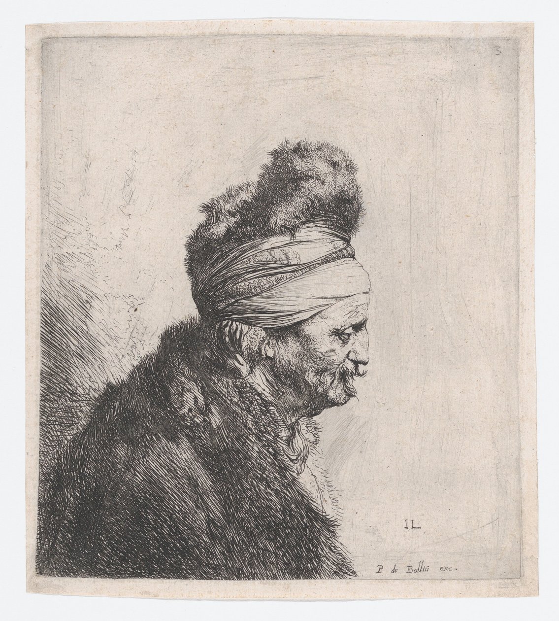 Byste av en gammel mann med pelshatt av Jan Lievens
