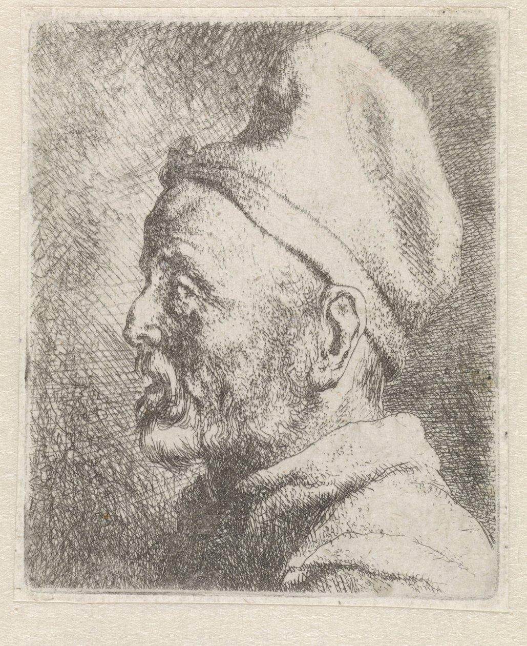 Hode av en gammel mann med høy lue av Jan Lievens