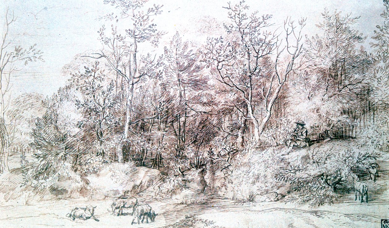 Landskap med person som spiller fløyte, c1627-1674 av Jan Lievens