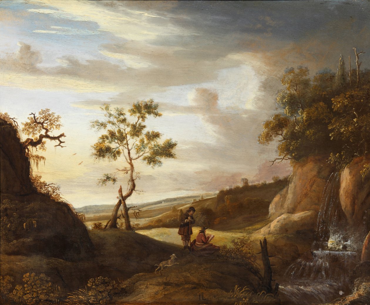 Landskap med en kunstner som maler en foss, 1640-tallet av Jan Lievens