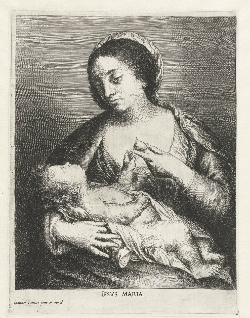 Mary med barn og en pære Iesvs Maria (tittel på objekt) av Jan Lievens