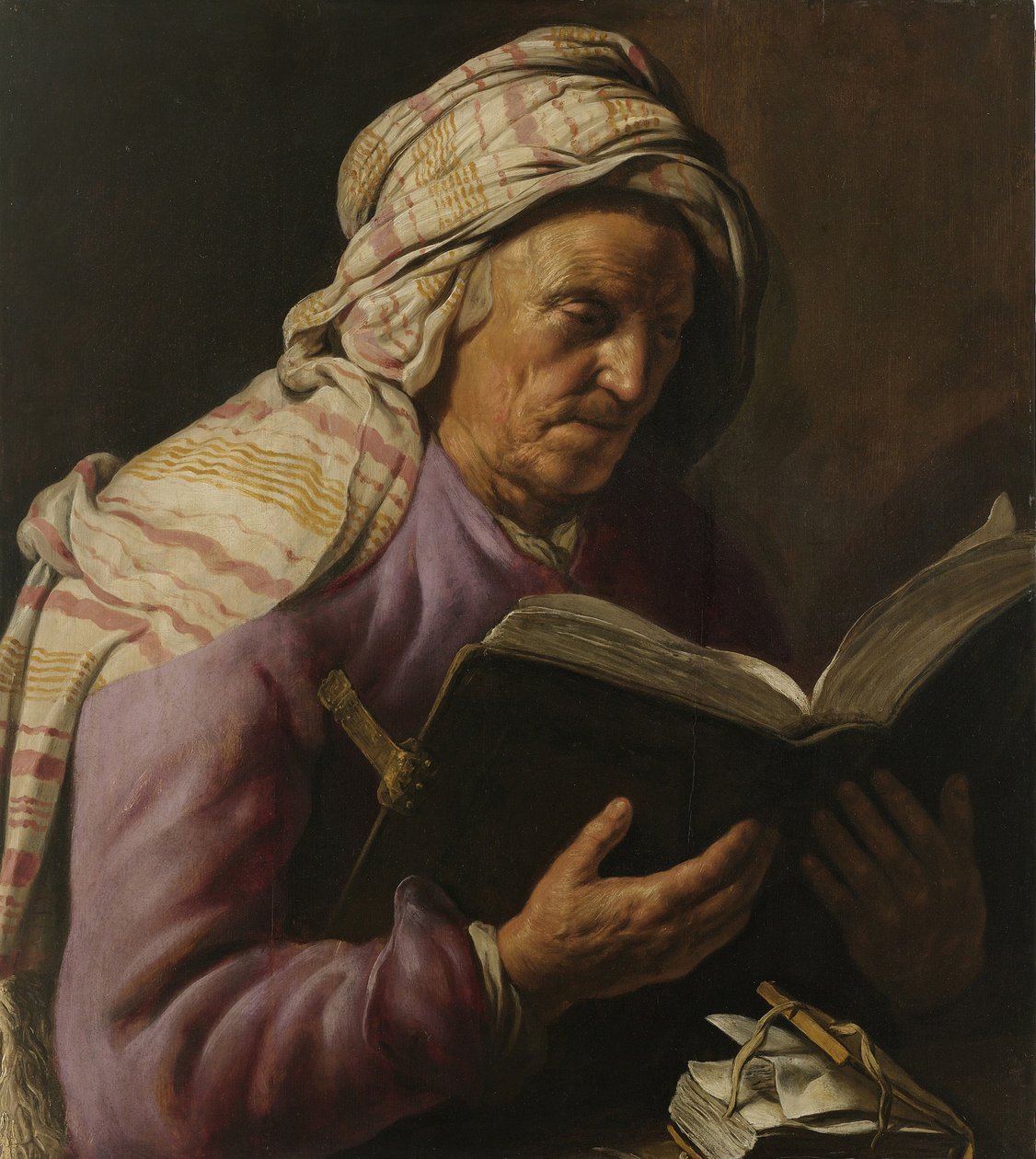 Gammel kvinne som leser, 1626-1633 av Jan Lievens