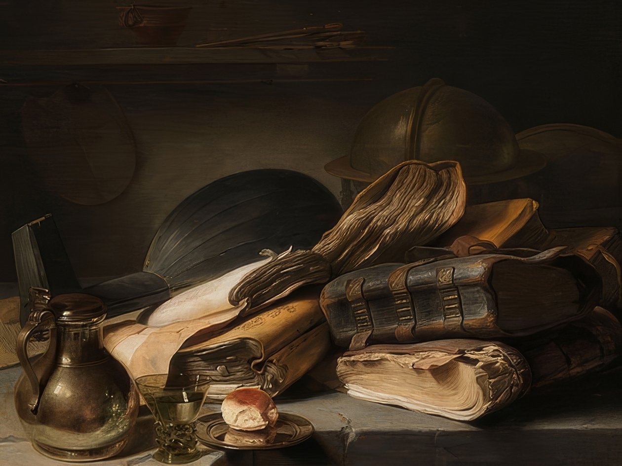Stilleben med bøker. Rundt 1627-28 av Jan Lievens