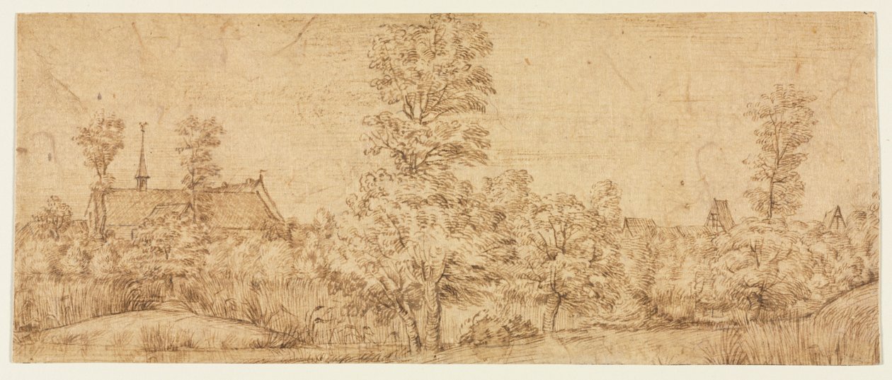 Trær foran en landsby av Jan Lievens
