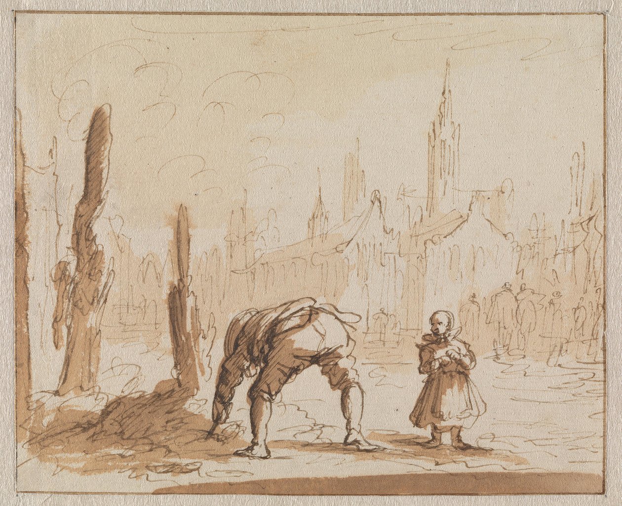 Adriaen Wens leter i asken etter munnskruen som var blitt satt på moren hans i Antwerpen i 1573 av Jan Luyken