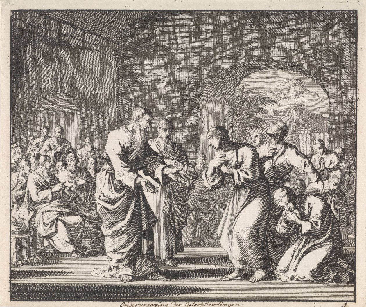 Catechesis of Five Believers Avhør av disiplene (tittel på objekt) av Jan Luyken
