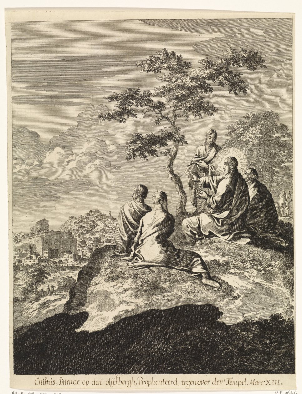 Kristus taler med Peter, Jakob, Johannes og Andreas på Oljeberget av Jan Luyken