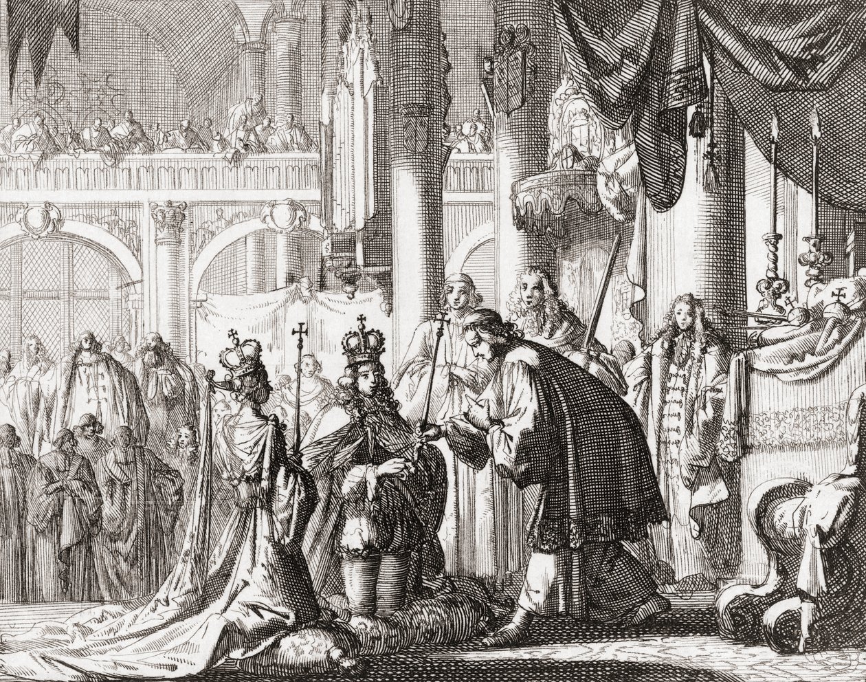 Kroning av kong William III og dronning Mary II, 11. april av Jan Luyken