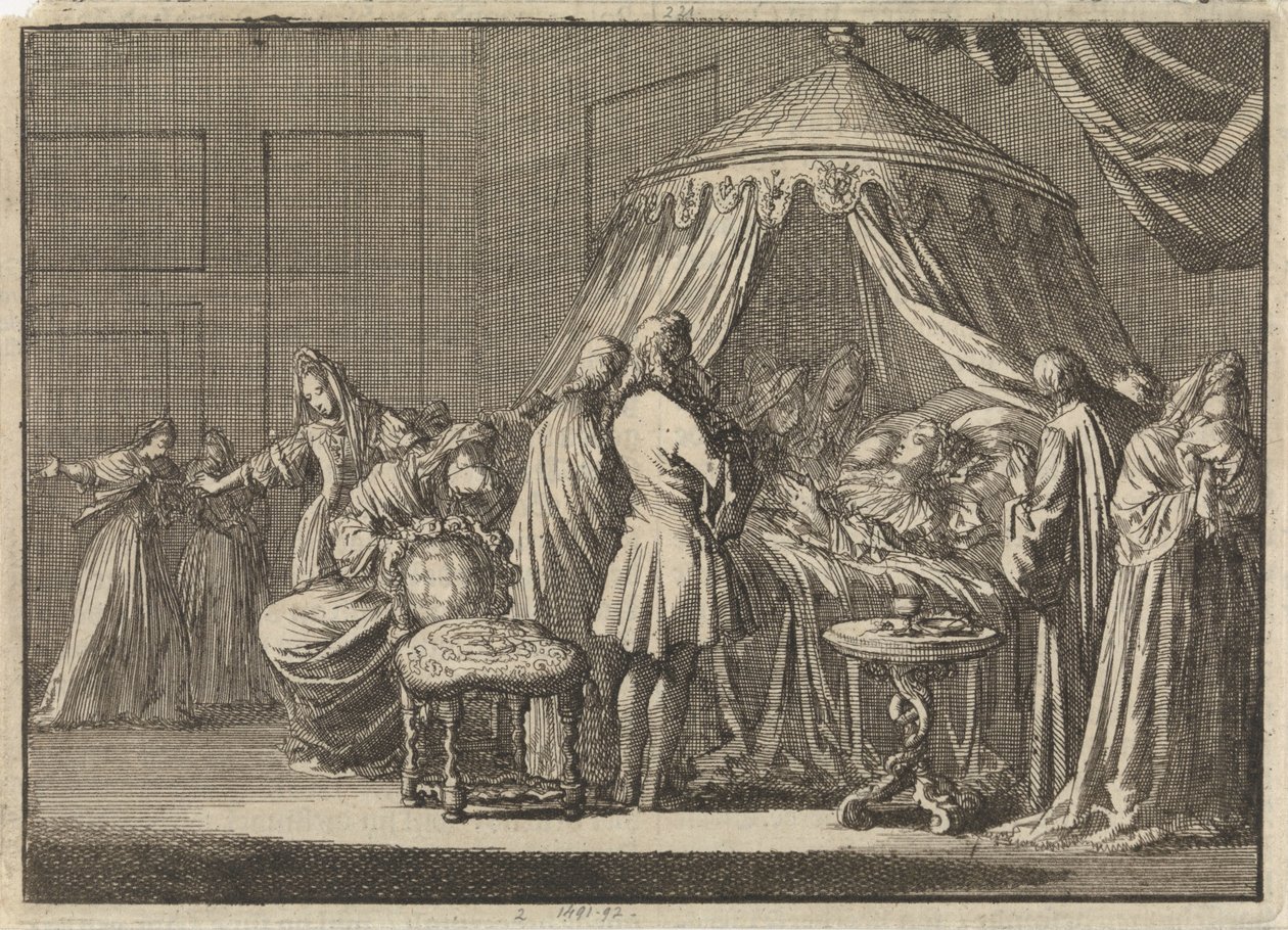 Død av Mary II Stuart, dronning av England, 1695 av Jan Luyken