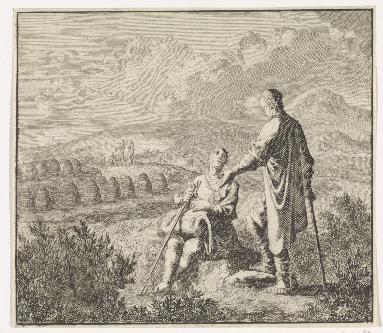 Emblem: felt Landskap med bikuber av Jan Luyken