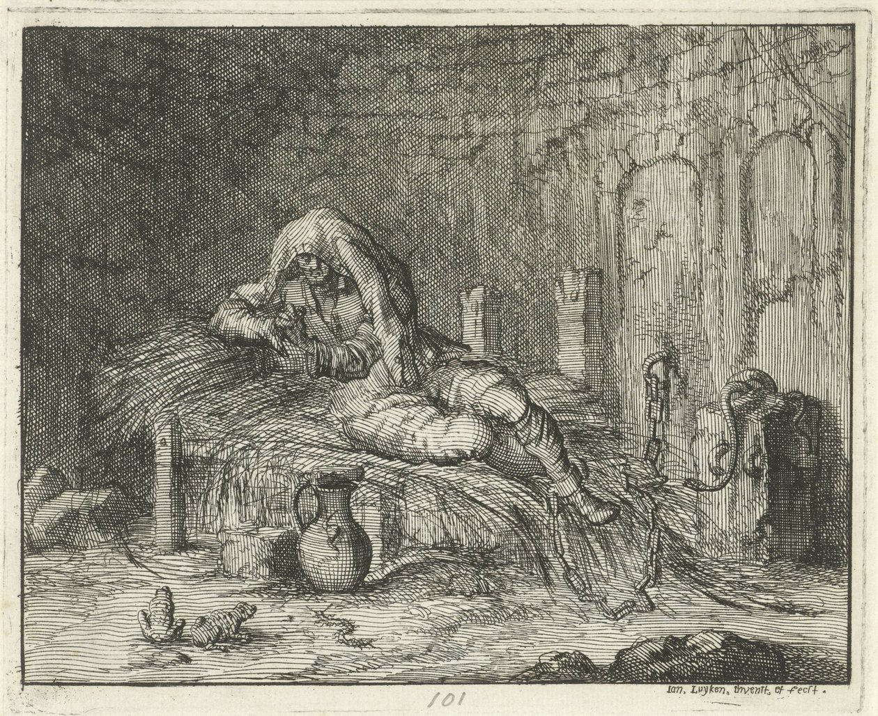 Georg Wanger i fengselet i Bressanone, 1591 av Jan Luyken