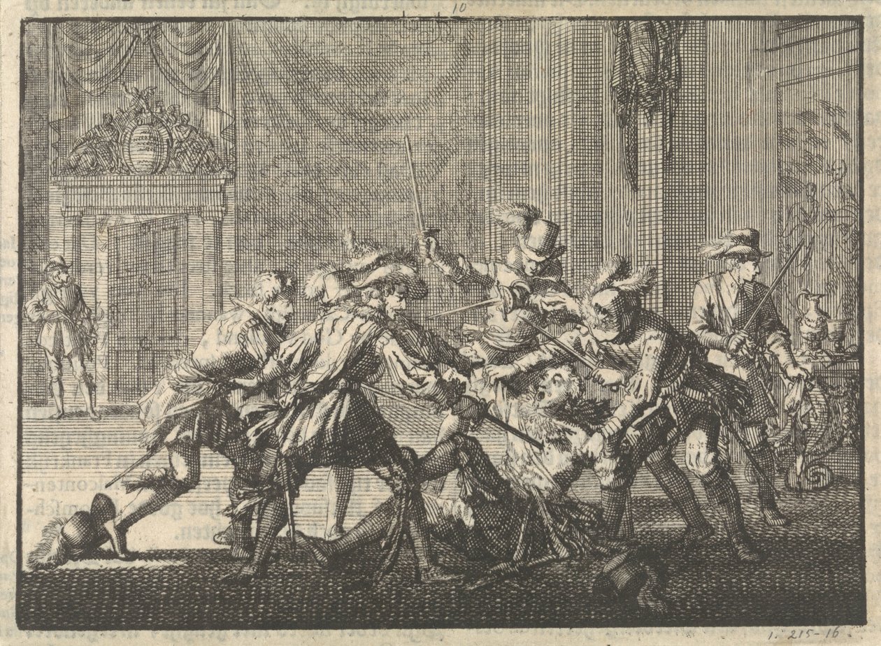 Hertugen av Guise myrdet i slottet i Blois, 1588 av Jan Luyken