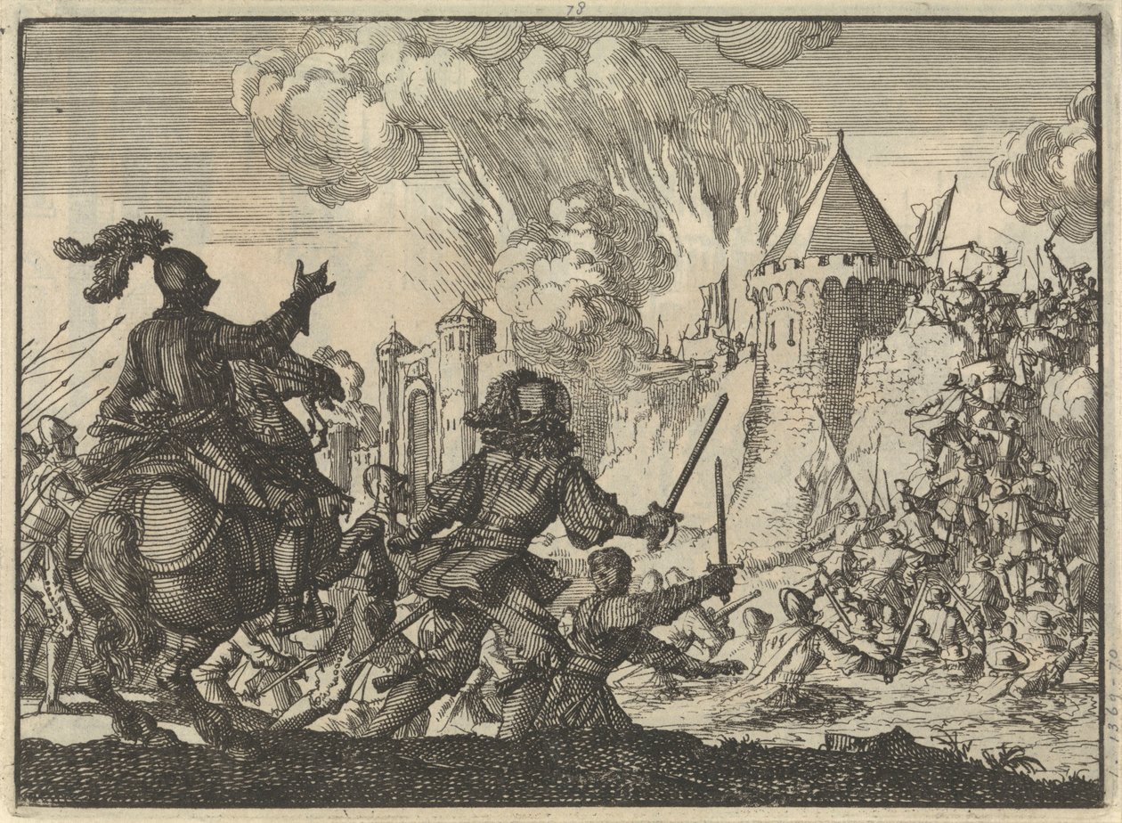 Nederlandske tropper stormer muren til Tienen, 1635 av Jan Luyken