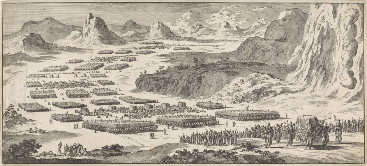 Army Tour av Israels tolv stammer med tabernaklet av Jan Luyken