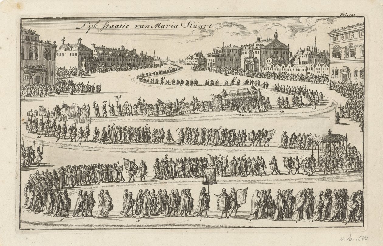 Begravelse av dronning Mary II Stuart, 1695 Lyk-staten Mary Stuart (tittel på objekt) av Jan Luyken
