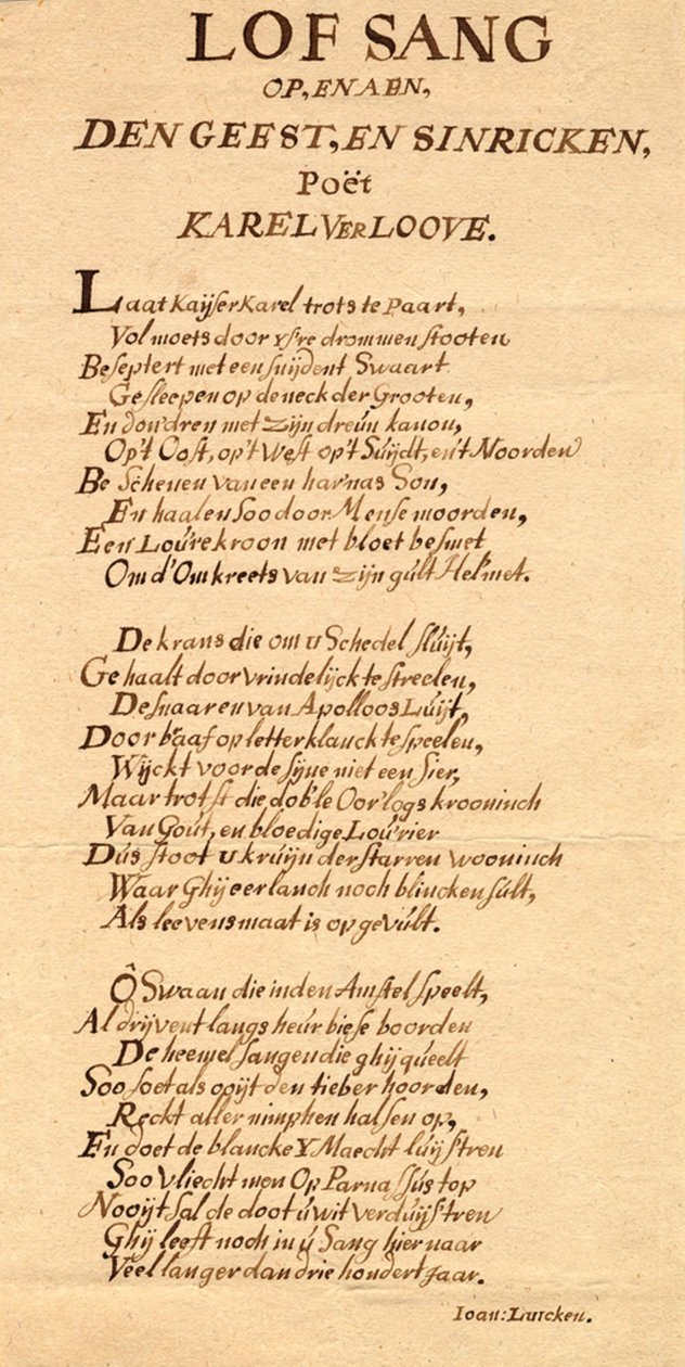 Lovsang til og for den vittige poeten Karel Verloove av Jan Luyken