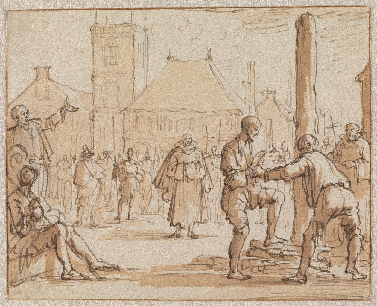 Pieter Bekjen bestiger bålet i Amsterdam i 1569 av Jan Luyken