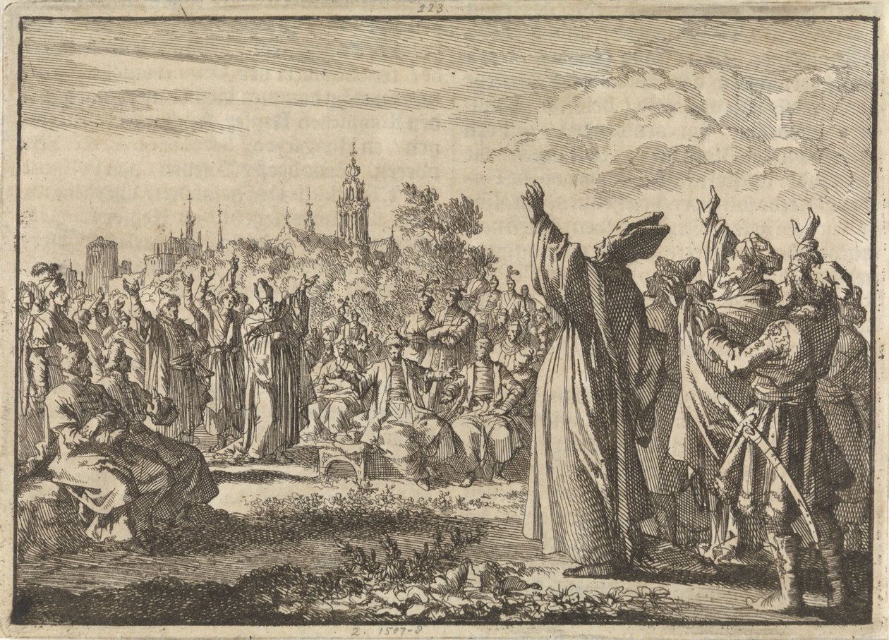 Polsk diett der Augustus II den sterke blir utropt til konge av den ene parten og fransk Ludvig av Bourbon-Conti av den andre, 1697 av Jan Luyken