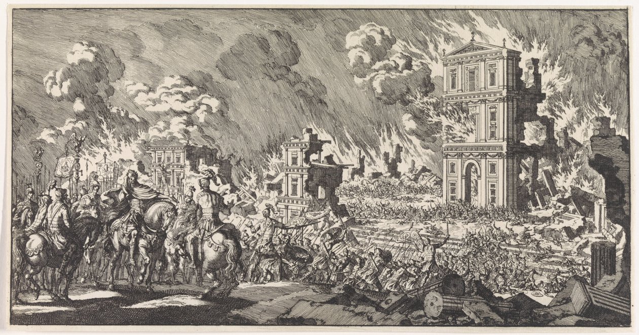 Romerne ødelegger et jødisk tempel i Jerusalem av Jan Luyken