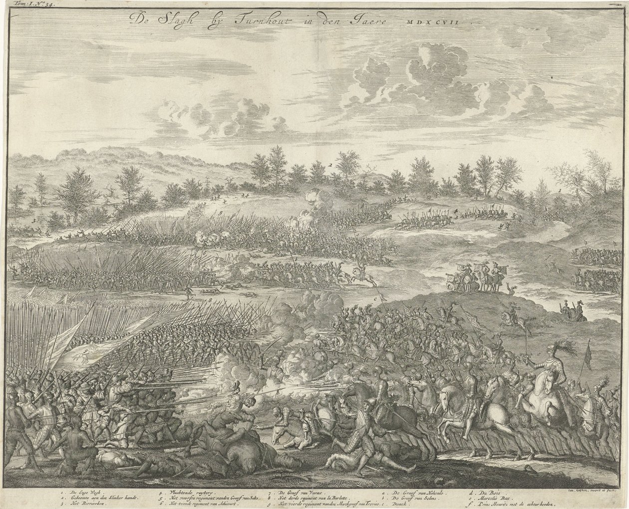 Slaget ved Turnhout, 1597 De Slagh av Turnhout i den Jaere MDXCVII (tittel på objekt) av Jan Luyken