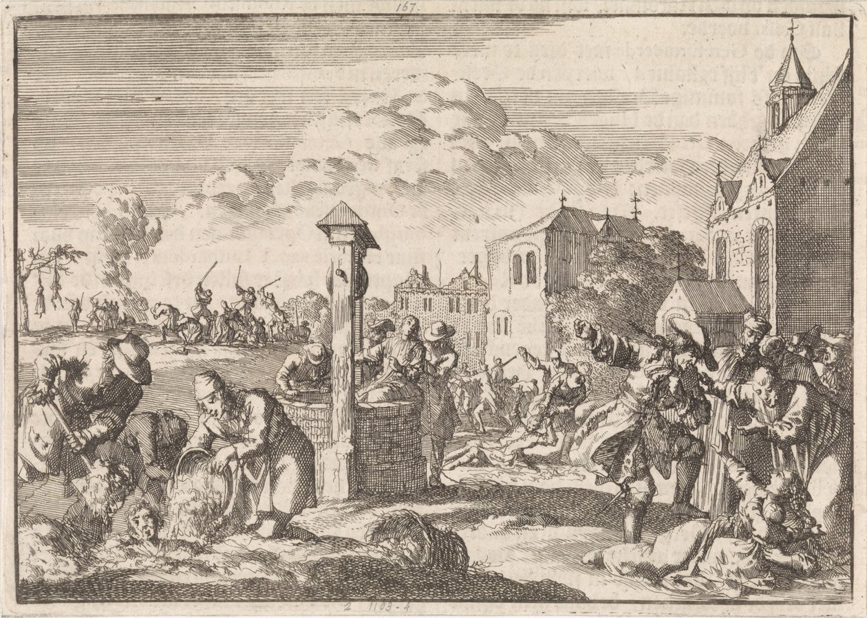 Forfølgelse av protestanter av Marsaut i Niort, 1682 av Jan Luyken