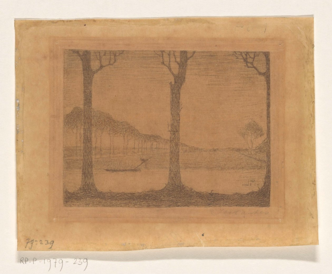 Trær langs kanalen ved Woudsterweg av Jan Mankes (signed by artist)