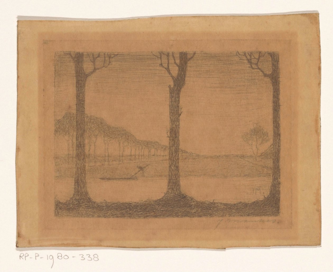 Trær langs kanalen ved Woudsterweg av Jan Mankes (signed by artist)