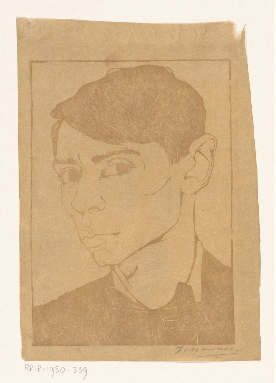 Selvportrett med sløyfe av Jan Mankes (signed by artist)