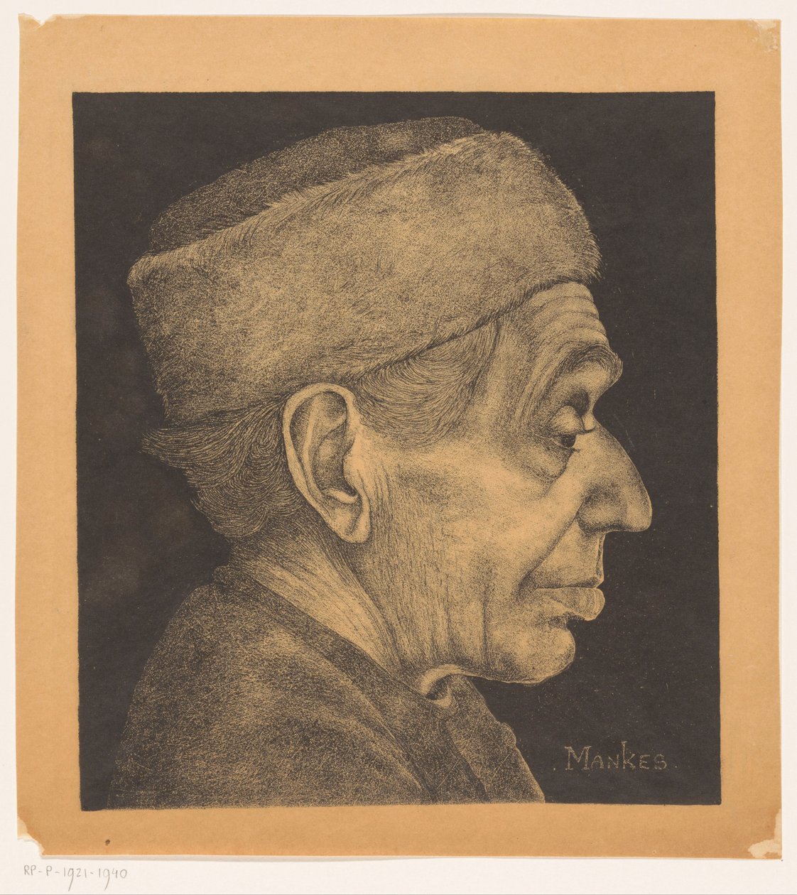 Portrett av Douwe med hatt av Jan Mankes