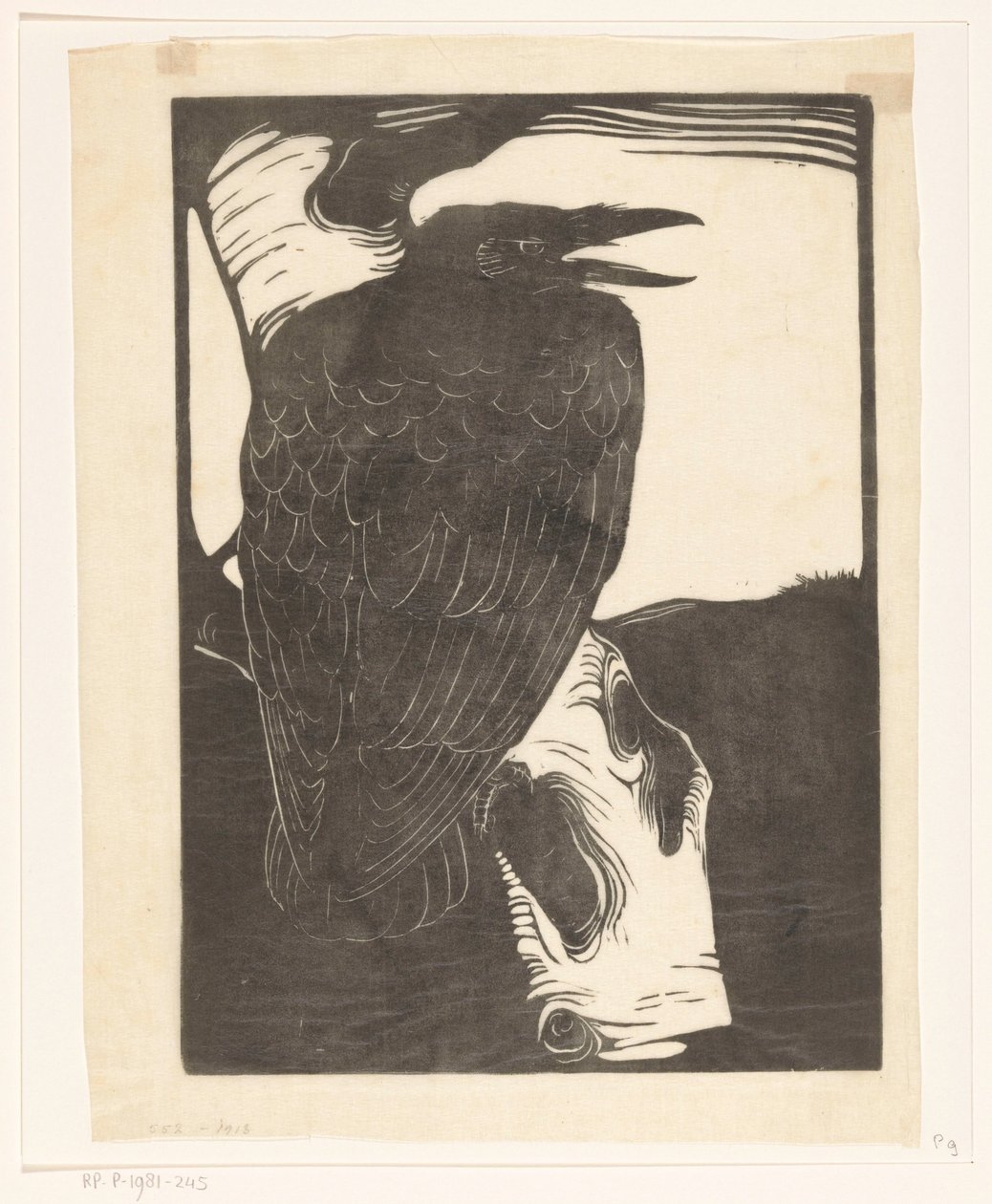 Ravn på bjørketre av Jan Mankes