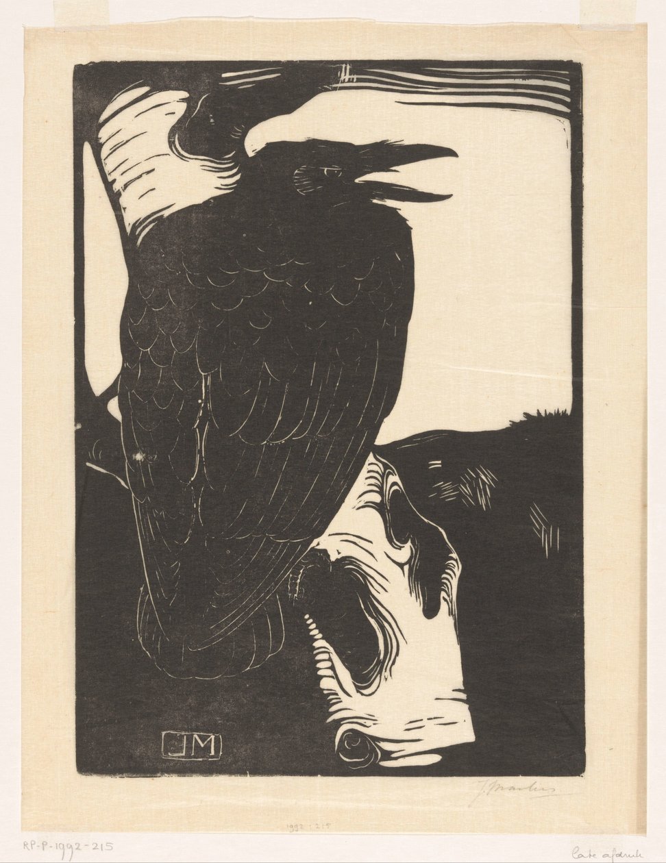 Ravn på bjørketre av Jan Mankes
