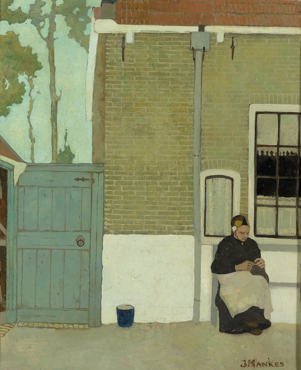Kvinne foran huset hennes av Jan Mankes
