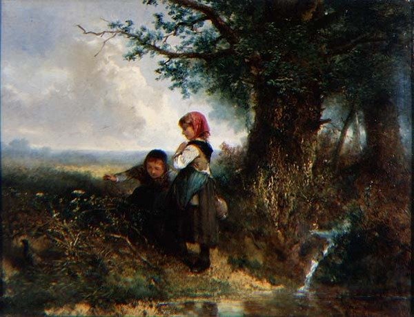 Fasanen: Landskap med figurer (panel) av Jan Mari Henri Ten Kate